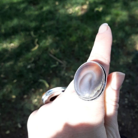 New Banded Agate Eye 925 Silver Ring. - Picture 5 of 8